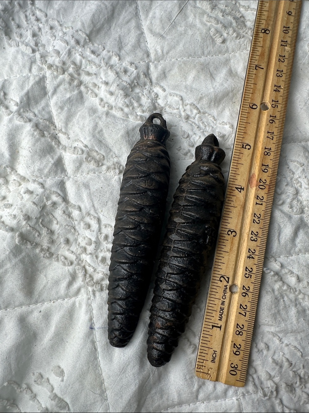 Authentic Vintage 1 Pair of Cuckoo Clock Weights 320 ET Pinecone Shaped